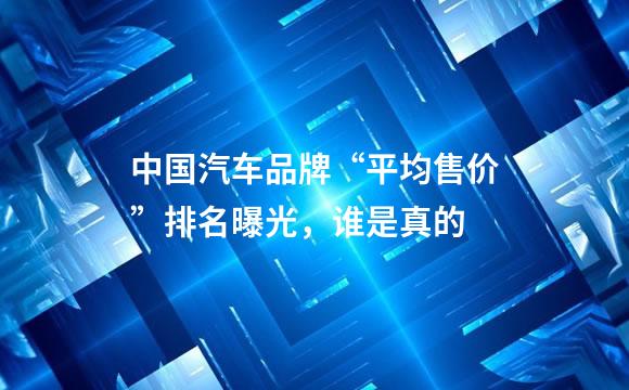 中国汽车品牌“平均售价”排名曝光，谁是真的