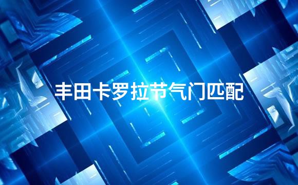 丰田卡罗拉节气门匹配