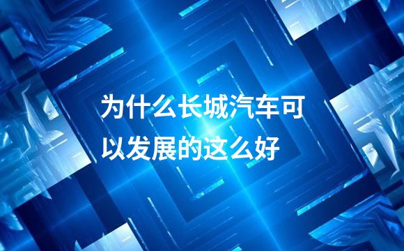 为什么长城汽车可以发展的这么好