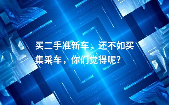 买二手准新车，还不如买集采车，你们觉得呢？