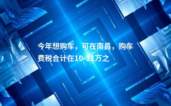 今年想购车，可在南昌，购车费税合计在10-11万之