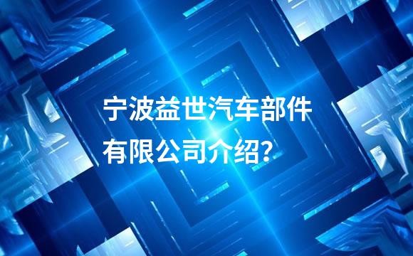 宁波益世汽车部件有限公司介绍？