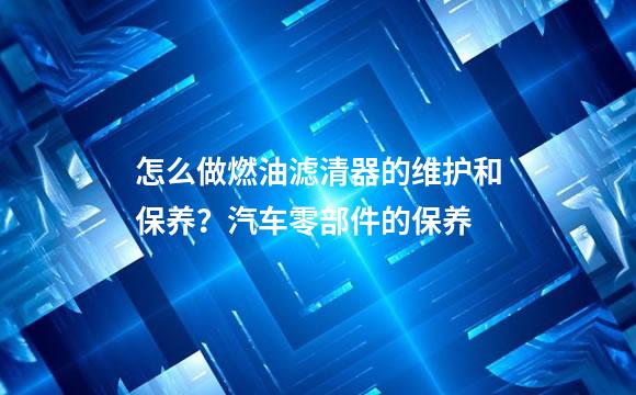 怎么做燃油滤清器的维护和保养？汽车零部件的保养