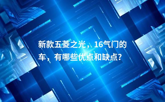 新款五菱之光，16气门的车，有哪些优点和缺点？