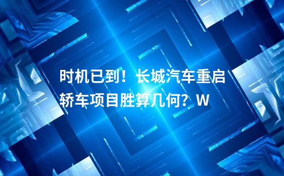 时机已到！长城汽车重启轿车项目胜算几何？W