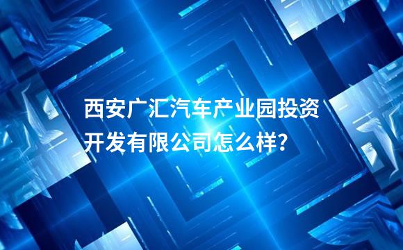 西安广汇汽车产业园投资开发有限公司怎么样？