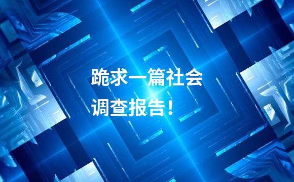 跪求一篇社会调查报告！
