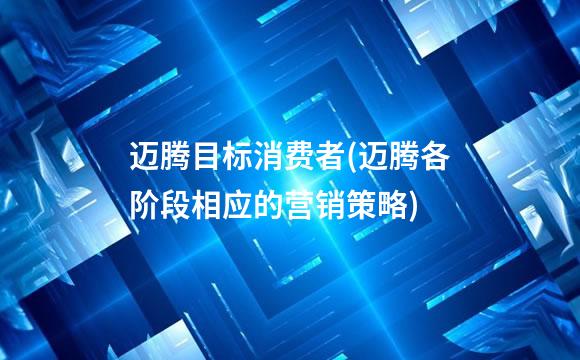迈腾目标消费者(迈腾各阶段相应的营销策略)