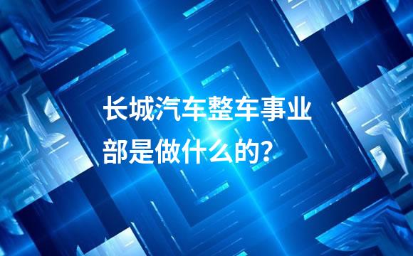 长城汽车整车事业部是做什么的？